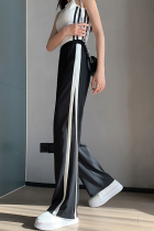 Korean Striped Wide Leg Pants Women 2021 Autumn and Winter Thick High Waist Loose Slimming Straight Straight Streak Long Sweatpants