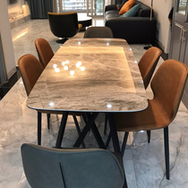 Italian rock board table modern simple light rectangular table imported marble minimalist light luxury dining table and chair combination