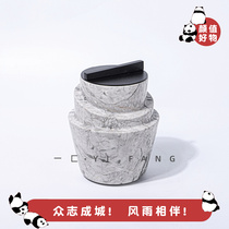 A new Chinese-style light luxury fish belly ash marble storage jar ornament model room sales office living room soft decorations