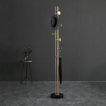 Nordic light luxury gold single pole hanger vertical marble brass floor-to-ceiling coat rack bedroom porch Italian style