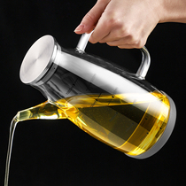 Oil jug glass with scale 1000ml large capacity stainless steel cover Home small kitchen net red oil bottle not hanging oil