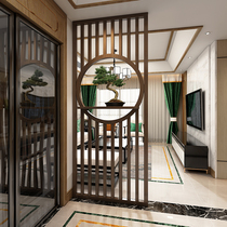 New Chinese style solid wood screen partition living room household entrance barrier shade Wood grille hollow fence small apartment