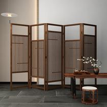 New Chinese hollow folding mobile screen Solid wood fence partition decoration entrance living room simple folding screen