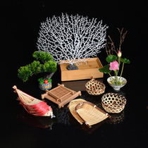 Sashimi pendulum disc decorated with bamboo silk products dustpan bamboo weaving farmhouse Mood Vegetable Creative Hotel Swing Tray Decorated Pan Decoration