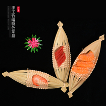 Seafood pose decoration SAB decoration small ornaments boat-shaped tableware plate bamboo creative embellishment Japanese and Korean cuisine