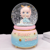 Cartoon girl snow glowing crystal ball decoration ornament music cute music box girls children holiday gift