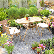 Balcony Tea Table And Chairs Combined Casual Rattan Chair Three Sets Light Lavish Outdoor Patio Garden Full Aluminum Outdoor Table And Chairs