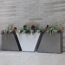 Simple modern glass fiber reinforced plastic flower pot shopping mall hotel square decorative flower box outdoor movable flower decoration customization