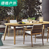 Outdoor table and table grapefruit rattan choreography villa courtyard garden furniture folk hangover outdoor terrace solid wood long table and chairs combination