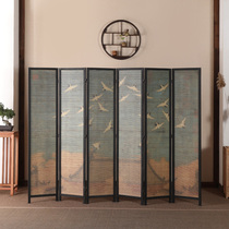  Solid wood screen partition living room modern Chinese screen folding screen Bamboo indoor partition screen office Ruihe diagram