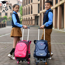 2021 New 3d childrens tie rod schoolbag training tutoring class primary school students to reduce the burden can climb stairs childrens backpack
