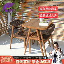 Purple Leaf Balcony Small Table And Chairs Simple rattan chair Three sets Composition Small family Type Leisure net Red One table Two chairs Tea table and chairs