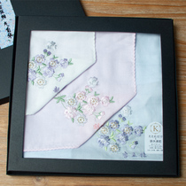 Kupa Lily Valley crabapple handkerchief set three a box of national style embroidered handkerchief cotton cotton sweat absorption