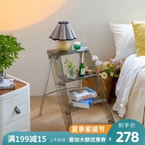 Jane Mo Nordic small apartment creative folding ladder Modern simple net red household fashion transparent ladder Herringbone ladder