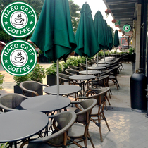 Outdoor table and chairs patio with umbrella balcony rattan chair Three sets Composition open milk tea shop Outdoor Leisure Chair