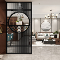 New Chinese style solid wood grille partition living room entrance door barrier decorative wall porch design screen shelf
