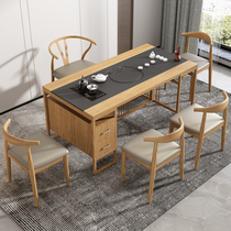 Modern simple tea table chair set and light luxury solid wood tea table office tea table tea set set one small apartment