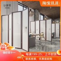 New Chinese Zen screen partition living room office solid wood folding mobile bedroom shielding modern simple folding screen