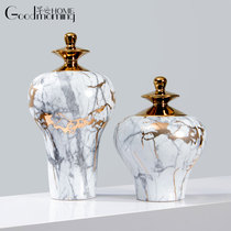 New Chinese light luxury ceramic storage jar decoration home wine cabinet entrance table top sales office art soft decoration ornaments