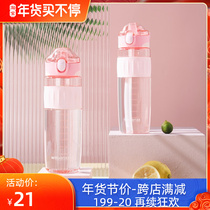 夏季新款塑料杯带刻度杯高颜值吸管杯耐高温水杯便携弹盖女杯子