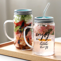 Add a little music heat-resistant glass water cup Mason cup Rooster cup with straw Milk tea cup ins juice cup Drink cup