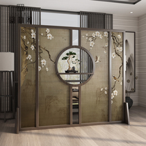 Chinese screen partition Living room entrance barrier brake Solid wood storage board Simple modern tea room Office light luxury