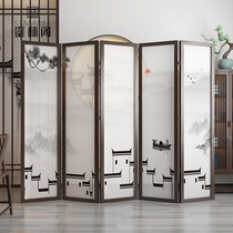 New Chinese screen folding mobile solid wood office partition Living room simple modern bedroom block hotel block brake