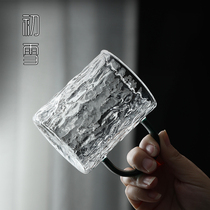 Strap with glass water glass Ins tea cup transparent glacier green tea mug suit Home Japanese style handle coffee mug