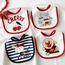 ins spring and autumn thin baby saliva towel bib Newborn baby anti-spit milk pure cotton waterproof cartoon saliva pocket