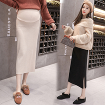 Pregnant womens skirt 2021 autumn pregnant women long tide mom fashion knitted split skirt skirt Autumn Winter