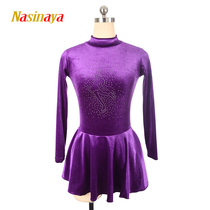 Funo custom children adult figure skating suit girls performance competition examination skirt velvet perm 24 colors