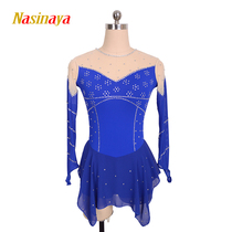 Funo figure skating suit girls skating suit custom children adult performance competition examination skirt sapphire blue