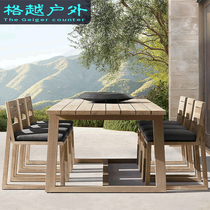 Teak outdoor tables and chairs courtyard garden solid wood imitation old tables and chairs villa hotel terrace outdoor anticorrosive wood dining tables and chairs