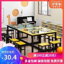 Glass Fine Art Table Painting Table Kindergarten Hosting Class Students Tutoring Training Course Table And Chairs Handcrafted Calligraphy Painting Room Table
