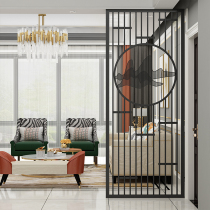 Modern porch living room wrought iron screen stainless steel office titanium metal simple broken wall Chinese hollow hollow light luxury