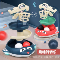 Childrens puzzle early education fun track slippery ball turn music toy Bell shooting light music stacking music game