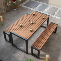 Simple leisure outdoor table and chair combination WPC milk tea shop managers table Outdoor courtyard barbecue shop open-air dining table