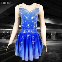 LIUHUO Customized Girls Adult Ladies Figure Skating Performance Clothes Competition Competitive Cheerleading Blue Dance