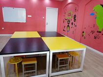 Primary School Kindergarten Color Single Double Class Table And Chairs Handmade Drawing Fine Art Table Training Desk Desk Desk desk