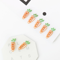 Cute cartoon carrot shape paper clip color fixed student bookmark pin Shaped metal paper clip