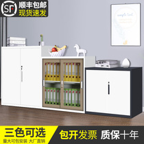 Shanghai steel filing cabinet data file iron cabinet with lock small low door cabinet bookcase flower bed cabinet sliding door cabinet