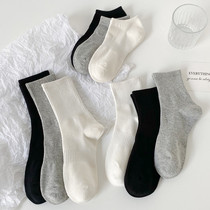 Black Socks Woman Midbarrel Socks Summer Slim ins Tide White Socks Womens Pure Color Sports Pure Cotton Male Socks Summer