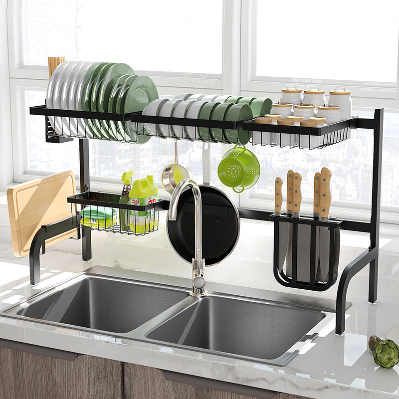 厨房置物架水槽上方沥水架碗碟收纳架碗筷滤水架刀架用品家用大全