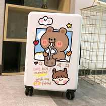 Suitcase ins net red universal wheel small rod box 20 inch cute graffiti travel suitcase Children male students