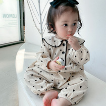  Baby autumn clothes Female baby spring and autumn clothes thin cute super cute one-piece girl one-year-old go out harem climbing clothes