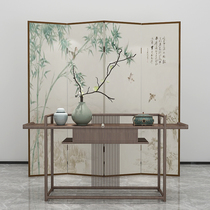 New Chinese style screen partition Living room Modern simple fashion bedroom Tea room Beauty salon Folding mobile solid wood entrance
