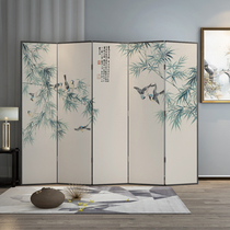 New Chinese style screen entrance partition Modern simple living room tea room bedroom occlusion decoration background wall folding and moving