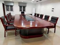 Oval Paint Solid Wood Leather Large 4 5 6 7 m Meeting Table Strip Reception Desk Negotiating Table And Chairs Combination