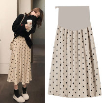 Pregnant womens skirts spring and autumn outer wear texture polka dots mid-length belly-supporting skirt A-line skirt autumn and winter culottes tide