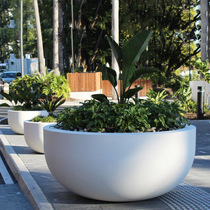 FRP flowerpot combination landing big flower bowl shopping mall beautiful Chen outdoor white vase creative oval flower Ware customization